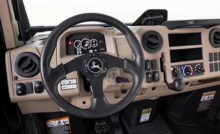 Stone colored dash with sport steering wheel